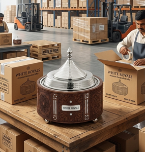 Arabesque Engraved Walnut Wood Finish Durable Eco-Friendly Hotpot Premium Stainless Steel <b>Insulated</b> Casserole Mother Pearl - Product Image 6