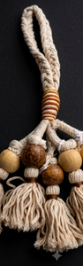 <b>Tassel</b> Decorative <b>Key</b> Ring With Wooden Beads And Cotton Fringe <b>For</b> Drawer Pull Handle - Product Image 4
