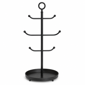 Eco Friendly Iron Metal Black Mug Holder Stand With Curved Hooks For Kitchen Countertop Dining Table Mugs <b>Storage</b> Stand - Product Image 3