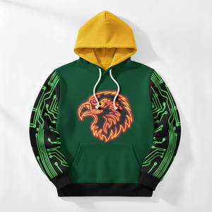 Sweat à capuche streetwear futuriste pour homme, motif néon synthétique, circuit électronique numérique, sublimation, performance, hiver - Product Image 5