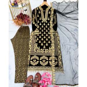 Conjunto de ropa de fiesta de diseñador para mujer Top Bottom Dupatta para un aspecto elegante - Product Image 3