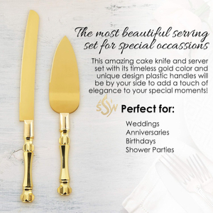 Ensemble de service à gâteau doré et coloré de haute qualité, couteau et spatule durables les plus vendus pour les mariages et les anniversaires - Product Image 4