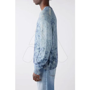 Pull-over en tricot 100 % coton pour homme, coupe oversize, effet délavé, avec logo personnalisé, imprimé par transfert thermique, respirant, haute qualité - Product Image 6