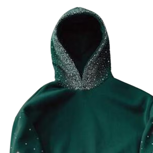 Sweat à capuche zippé pour homme, élégant et décontracté, respirant, 100% coton, rouge, orné de strass, coupe courte, idéal pour l'hiver - Product Image 4