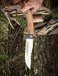 Couteau d'extérieur, lame en acier D2, manche en bois, avec étui en cuir, couteau personnalisé - Product Image 4