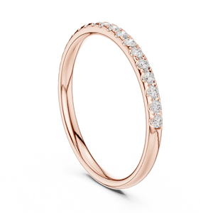 Rose Gold Lab Grown Diamond Shared Prong Wedding Band Minimalist Half Eternity <b>Stacking</b> <b>Ring</b> Women's Fine Jewelry - Product Image 2