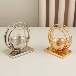 Ensemble de brûleurs à bakhoor géométriques chics avec anneaux polis et coupelles en acrylique, parfait pour la décoration aromatique contemporaine et les cadeaux festifs - Product Image 1