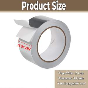 סרט אלומיניום אקרילי כסוף עמיד בחום מחסום לחות עבור תעלות אוויר איטום תיקון בידוד מעטפת קצף מתכת - Product Image 2