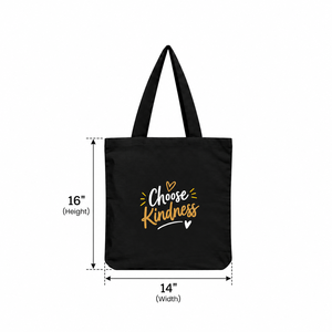 Bolso de mano de lona negra AMANI con estampado de letras de Kindness, bolso de compras y de viaje para mujer a la moda - Product Image 2