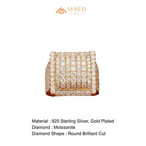 <b>Mens</b> Gold Tone Moissanite Square <b>Ring</b> Luxury Hip Hop Engagement Wedding Statement Jewelry Fashion Wear - Product Image 6