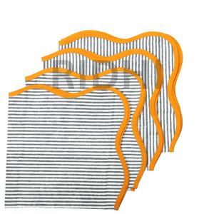 Serviette de table en coton réutilisable et écologique Ridhi Boho, motif carré à rayures bleues avec passepoil jaune, imprimé au bloc, pour la maison et l'hôtellerie - Product Image 1