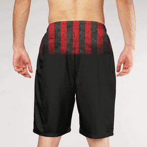 Shorts de Baño para Hombre, Camuflaje, Secado Rápido, Cintura Media con Cordón, Estilo Bermuda, Casual, Patrón Naranja y Negro - Product Image 6