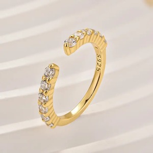 925 Sterling Silver Classic <b>Open</b> Wedding Band 0.7 Carat Round Cut Moissanite <b>Ring</b> in Yellow White Gold Plated Women's RingLuxe - Product Image 4