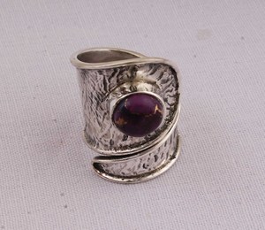 Natural Purple Copper <b>Turquoise</b> <b>Ring</b> 925 Sterling Silver Jewelry Vintage Style Purple Gemstone Band Statement <b>Ring</b> for Women - Product Image 3
