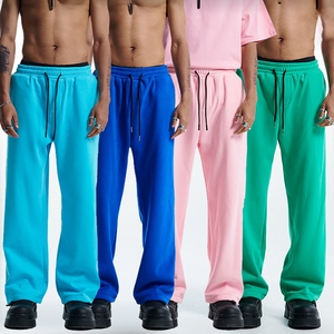 Custom 2026 Autumn/Winter Men's 350g Heavyweight Solid Color Long Trousers - Straight Cut, Fleece <b>Lined</b>, Loose men's pantswashed - Product Image 5