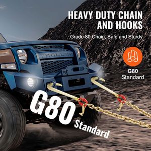 Catena di traino G80 V Bridle per impieghi gravosi 3/8'' x 2'' con ganci a J e T da 15'' per il trasporto di veicoli di traino - Product Image 5