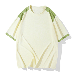 Ensemble T-shirt et short décontracté pour homme, col rond, color block, tricoté, respirant, 100 % coton, dernière collection 2026 - Product Image 3