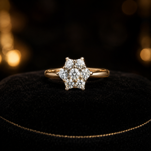 Exclusive 14K <b>Gold</b> Flower Cluster <b>Ring</b> Women Sparkling CZ Stone Bridal Jewelry B2B Wholesale Buyer - Product Image 3