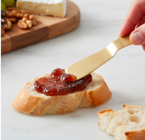 Ensemble de 3 couteaux à fromage, lames en acier inoxydable doré, manches en pierre, outils à fromage, spatule pour usage en cuisine - Product Image 5
