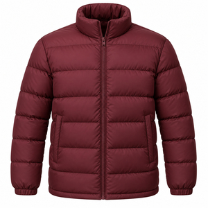 <b>Men's</b> <b>Lightweight</b> Solid Hooded Puffer <b>Jacket</b> 100% Cotton Winter Windbreaker Zip Closure Soft Material Casual Waterproof - Product Image 3