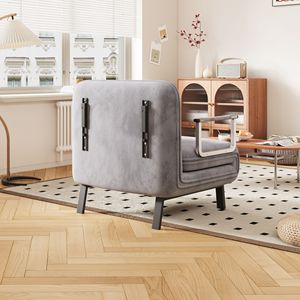 Poltrona Letto Convertibile 31,5 Pollici, Divano Pieghevole a Tre Sezioni con Schienale Regolabile e Cuscino, Chaise Longue per il Relax, Struttura in Acciaio Resistente - Product Image 5