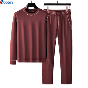 Conjunto Deportivo de Algodón para Hombre Bobbin, Cuello Redondo, Manga Larga, Color Sólido, Informal, para Otoño, Pantalones con Cordón, Corte Regular, Largo Completo - Product Image 2
