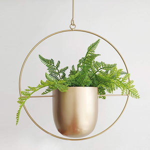 Pot suspendu circulaire moderne en métal avec crochet à chaîne pour plantes d'intérieur et d'extérieur, support de pot de fleurs, décorations pour la maison et le jardin, noir mat - Product Image 4