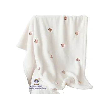 C0060 toptan çocuk organik pamuklu battaniye kalın ve yumuşak, kore tarzı, çocuk battaniyeleri sevimli işlemeli 90x120cm.
