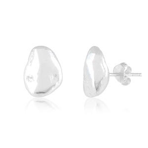 Boucles d'oreilles clous en argent sterling 925, design minimaliste en forme de galet, unisexe, cadeau de fête, à porter au quotidien - Product Image 2