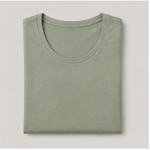 เสื้อยืดสตรีสีเขียวเซจคอกลมแขนสั้นทรงเข้ารูป WTS-0003 - Product Image 5