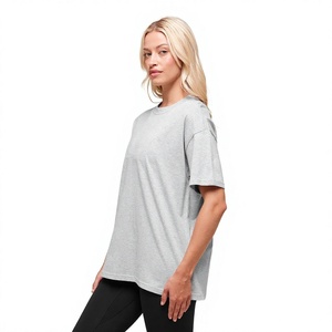 Women's Gray Oversized Crew Neck Short Sleeve T-<b>Shirt</b> Loose Fit Solid Color Jersey Top All Seasons Wear - Product Image 1