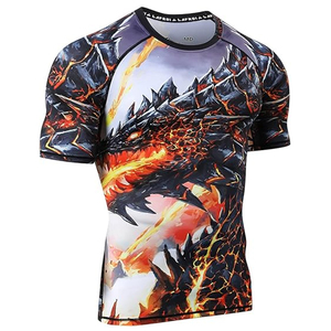 Wolf <b>Design</b> <b>Compression</b> Rash Guard Men Short Sleeve Gym T <b>Shirt</b> Quick Dry Fitness Wear <b>Custom</b> Logo Wholesale - Product Image 6