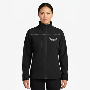 Veste en polaire noire pour homme avec logo aile, fermeture éclair sur le devant, coupe décontractée, coupe-vent, col montant, coupe régulière, pour l'automne - Product Image 4