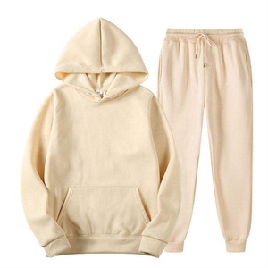 Ensemble de survêtement unisexe respirant, personnalisé, 60% coton 40% polyester, style corset chaud, deux pièces, uni, pour femmes - Product Image 1