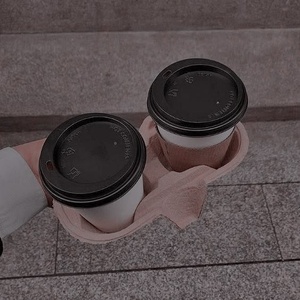 Premium Quality 2 Compartment Coffee Carrier Tray Recyclable Molded Pulp <b>Cup</b> Holder for Beverage Delivery Cafeterias and Takeout - Product Image 1