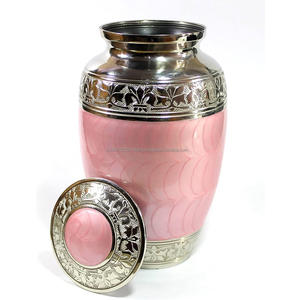 Urna Funeraria de Latón Grabada Personalizada al por Mayor, Estilo Americano, Acabado Plateado y Meena, para Cenizas Humanas, Recuerdo - Product Image 2