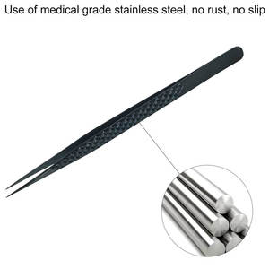 Pinces à cils pour extensions et épilation des poils incarnés, pinces biseautées professionnelles en acier inoxydable - Product Image 3