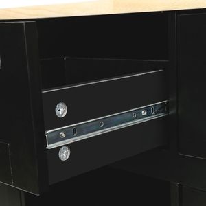 Carrello da Cucina con 5 Ruote, Isola con Piano Ribaltabile in Legno di Gomma, Armadietto con Ante e Scaffali Interni per Stoccaggio - Product Image 3