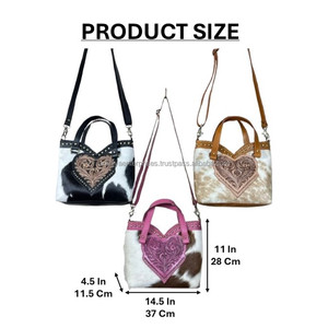 New Arrival Hand Tooled Floral Heart Shape Shoulder Handbag <b>For</b> <b>Women</b> Real Cowhide Leather Travel Tote <b>Bag</b> With Adjustable Strap - Product Image 2