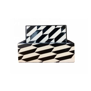 Ensemble de 4 sous-verres à incrustation d'os à motif carré avec support Dessous de verre faits à la main pour boisson avec support Dessous de verre pour table basse - Product Image 4