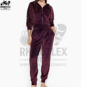 Ensemble jogging velours unisexe 2 pièces avec logo personnalisé sur la bande latérale, ensemble de survêtement patchwork pour couple, survêtement en velours pour homme et femme - Product Image 3