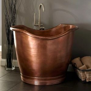 Baignoire ovale autoportante en cuivre avec couvercle, style industriel, pour adultes, hôtel, spa, salle de bain - Product Image 3