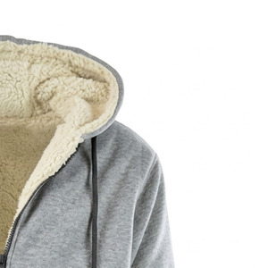 Sudadera con capucha gris para hombre, con cremallera, sin forro polar, con cordón y bolsillos, informal, holgada, de algodón ecológico, para otoño - Product Image 2
