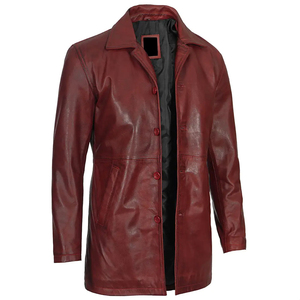 Wholesale Genuine Leather Winter Coat for <b>Men</b> | Custom OEM ODM <b>Long</b> Leather Trench Coat Canvas Fabric Front Logo Solid Pattern - Product Image 2