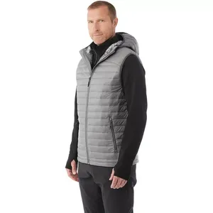 Men's <b>Quilted</b> Puffer Vest Solid Color Windproof Polyester <b>Wadding</b> Hooded Zipper Closure Casual Winter Wear - Product Image 3