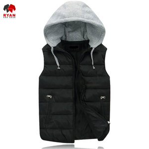 Gilet matelassé pour homme de qualité supérieure, tissu confortable et respirant avec logo personnalisé, col à capuche - Product Image 3