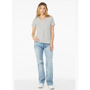 T-shirt à manches courtes ajusté, col en V, respirant, écologique, avec patchs, Bella + Canvas 6405, pour femmes, couleurs personnalisées - Product Image 5