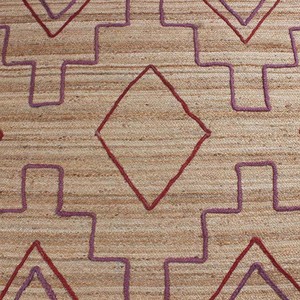 Alfombra de Yute Geométrica Tribal Boho, Alfombra de Yute Beige y Morado, Alfombra Estilo Suroeste, Inspirada en la Cultura Nativa, Decoración para Sala de Estar y Dormitorio - Product Image 6