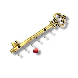 Premium-quality Brass Key Holder <b>Hooks</b> Metal Hanging Key Holder for <b>Wall</b> Decoration <b>Gold</b> Color & Key Shape Design Vintage-style - Product Image 1