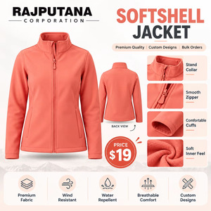 Chaqueta Softshell para Mujer, Cuello Alto, Cierre Completo, Forro Polar, Impermeable, Transpirable, Chaqueta de Invierno, Ropa Casual de Calle, Chaqueta Softshell para Lluvia - Product Image 1